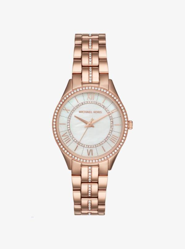 Damske Rose Gold-tone Hodinky Michael Kors Mini Lauryn Pavé Ruzove Zlate - Hodinky Michael Kors Obchod | SJCLG-2637